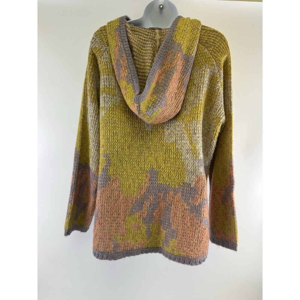 April Cornell Hooded Sweater Pullover Knit Yellow Purple Geometric Womens Large - Picture 7 of 14